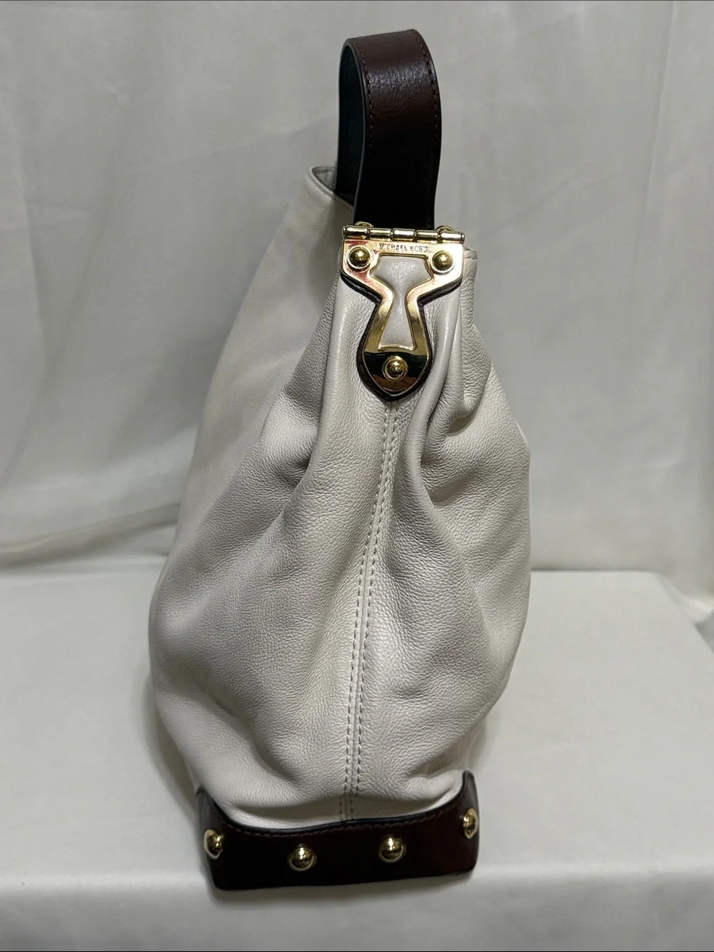 Michael Kors Joplin Leather Hobo In Brown/Cream